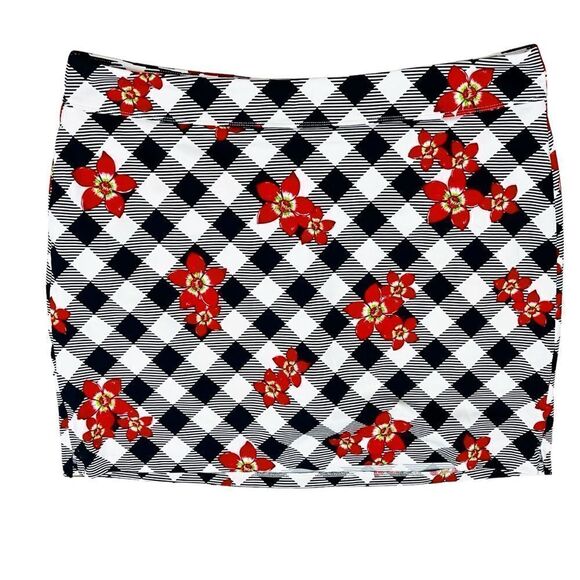 Attack Life by Greg Norman Pants - Greg Norman Skirt Skort Floral/Plaid Print Pull On Stretchy Golf Tennid Sz XL